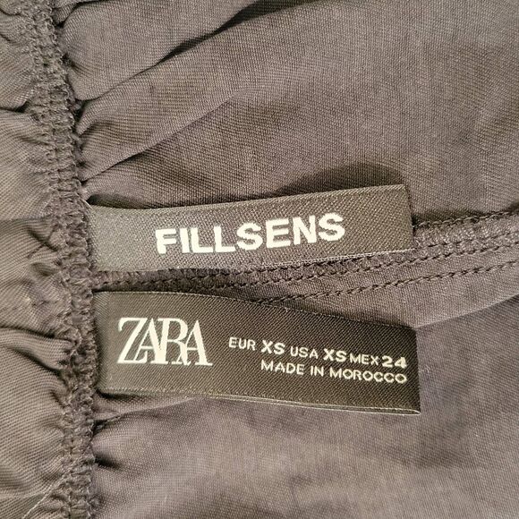 Zara Fillsens XS womens blouse top stretch elastic faux button crop round neck - Picture 7 of 7